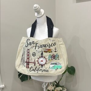 San Francisco Illustrated Tote Bag - Cream and Black